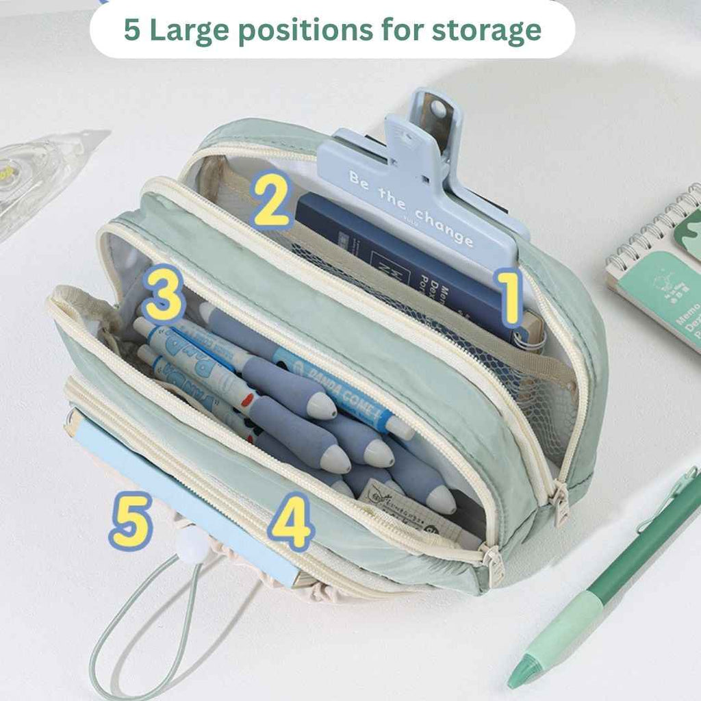 Pencil Case for School - Aesthetic Cute Pen Pencil Pouch for Girls, Boys, Makeup and Office Organization (Green)
