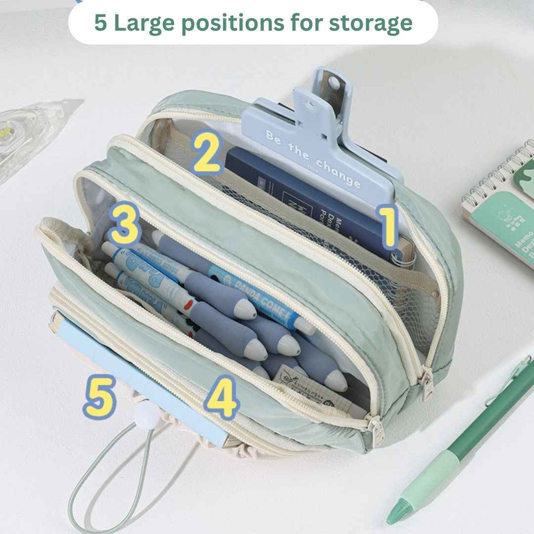 Pencil Case for School - Aesthetic Cute Pen Pencil Pouch for Girls, Boys, Makeup and Office Organization (Green)
