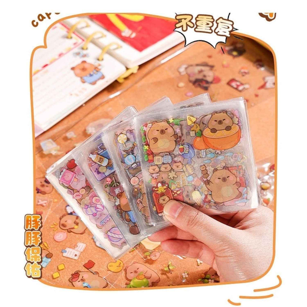 100 pcs Capybara Stickers Set – Kawaii PET Stickers, Japanese Style Craft Stickers, Self-Adhesive Sticker Sheets