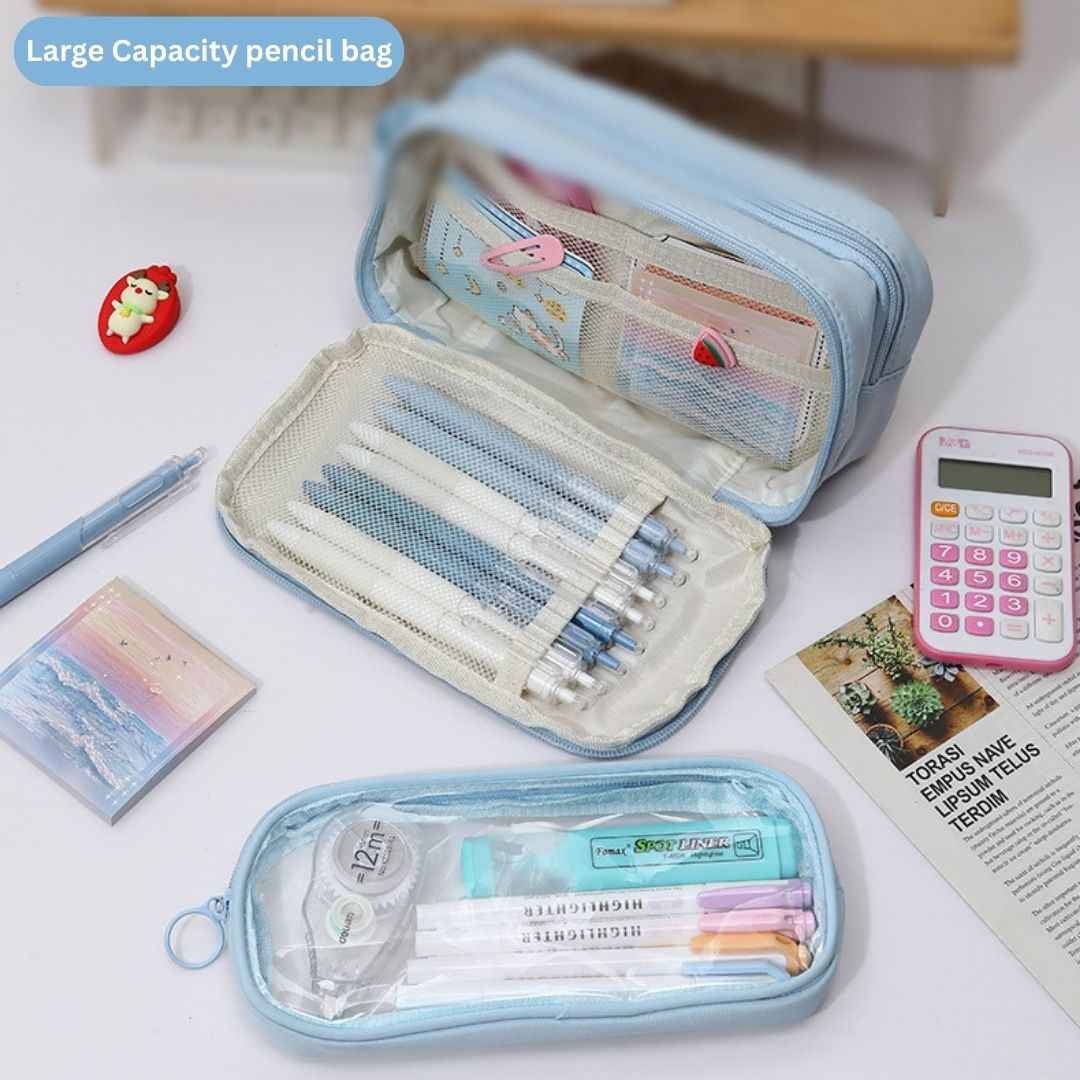 Pencil Box Pouch for School Kids | Aesthetic Multi-Purpose Pencil Case for Boys & Girls | Portable Stationery Organizer for Pens, Markers & Beauty Essentials | Perfect Office Desk Storage
