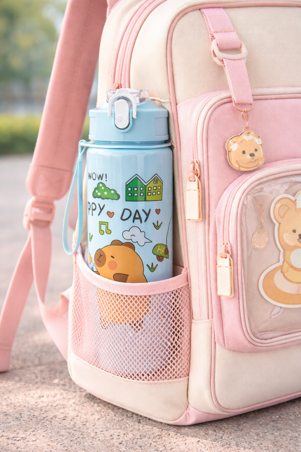Cute Capybara Water Bottle 700ml | Portable Lightweight Reusable Bottle with Strap | Random Color | Pack of 1