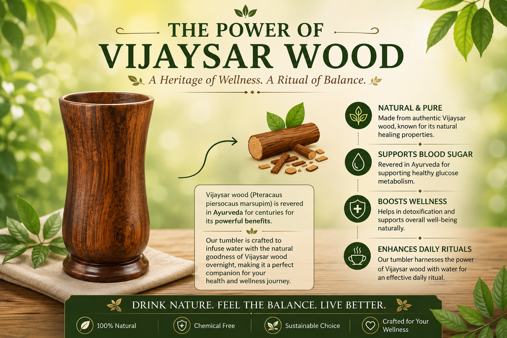🍃💚 Wellness Wooden Water Glass – Weight & Sugar Support🪵