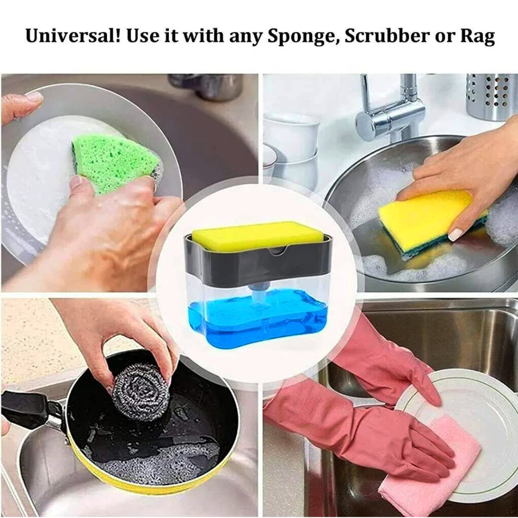 Dish Soap Dispenser with Sponge Holder for Kitchen Sink