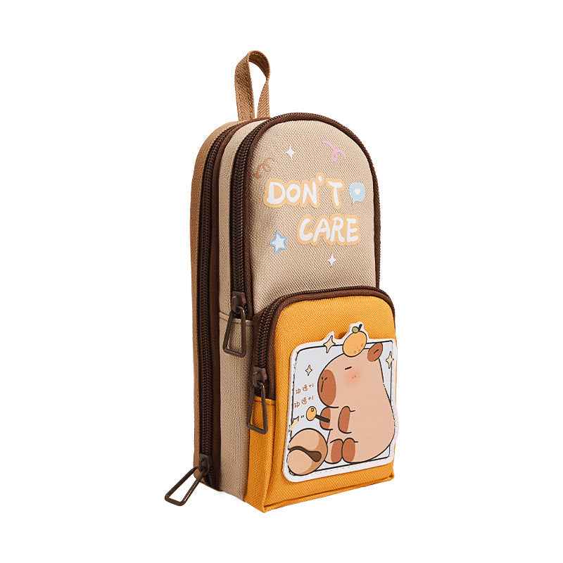Large Capacity Pencil Case for Kids | Stylish 3 Layer Zipper Pouch & Stationery Organizer | Ideal CAPYBARRA Theme Pencil Box for Boys, Girls & Students