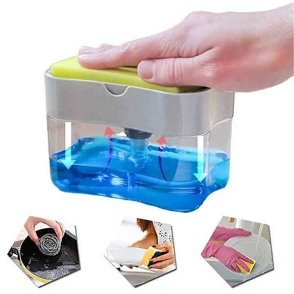 Dish Soap Dispenser with Sponge Holder for Kitchen Sink