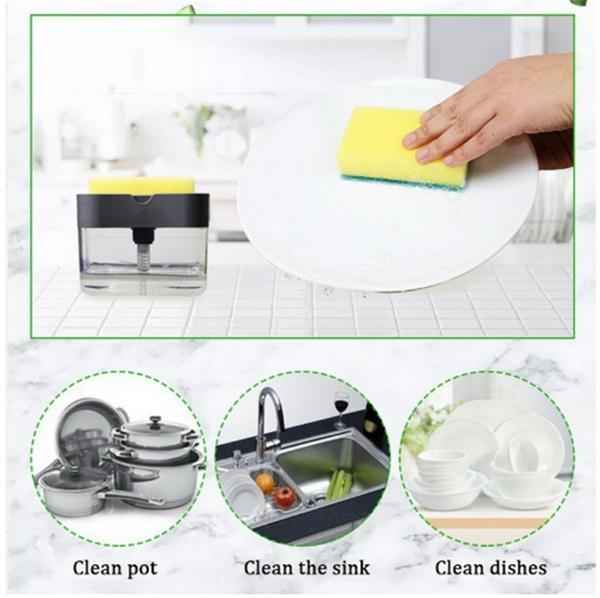 Dish Soap Dispenser with Sponge Holder for Kitchen Sink