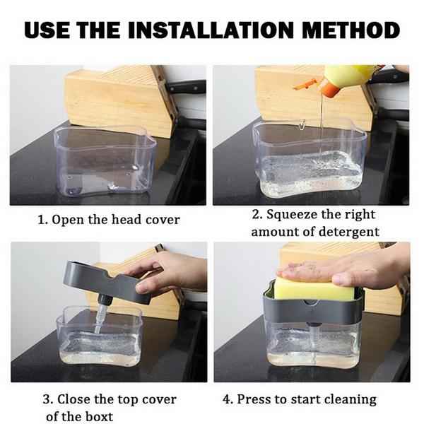 Dish Soap Dispenser with Sponge Holder for Kitchen Sink