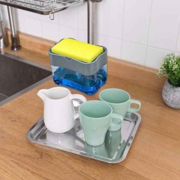 Dish Soap Dispenser with Sponge Holder for Kitchen Sink
