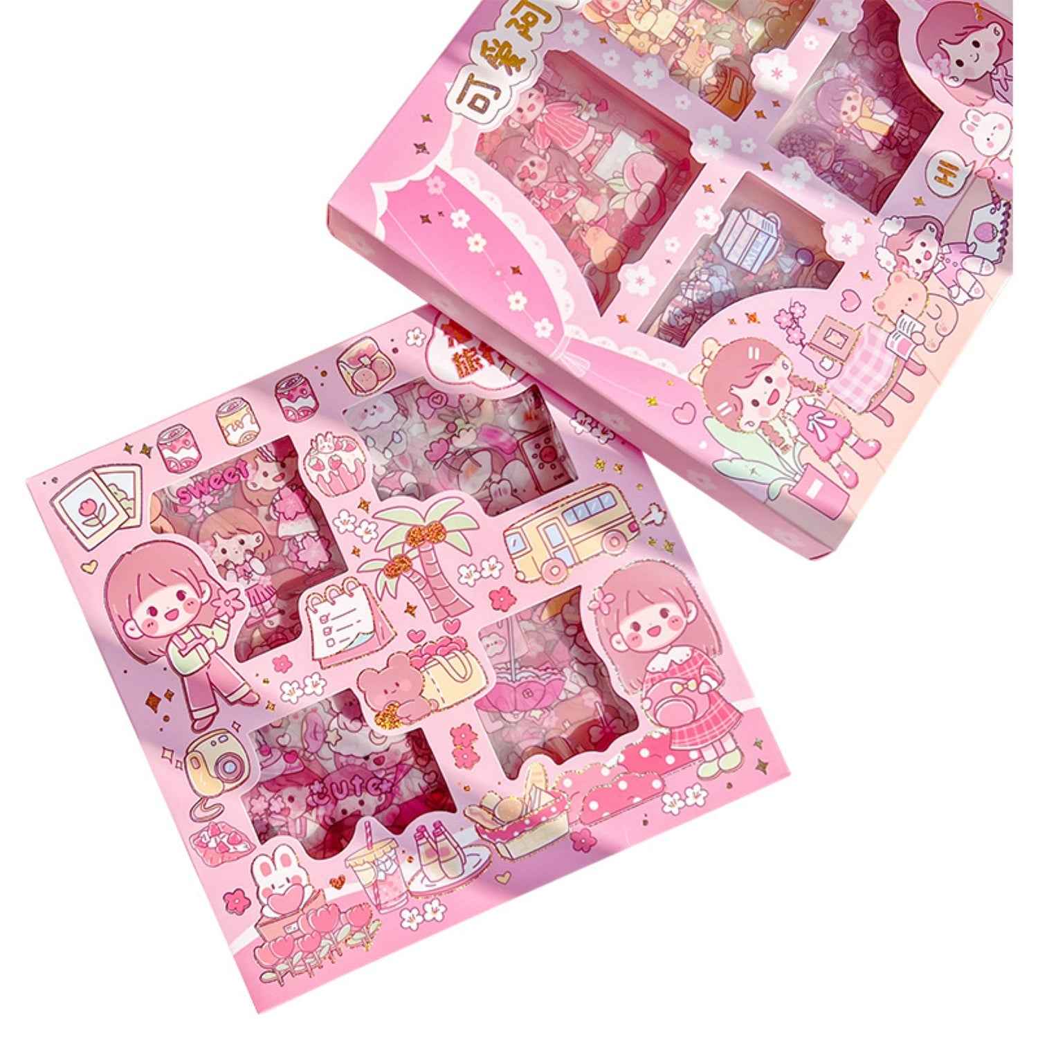 Kawaii Floor Stickers - 100 Sheets Cute Washi for Scrapbooking, DIY Arts Crafts, and Projects - Assorted Japanese Style Girls Stickers - 18 x 18 x 2 cms, PVC