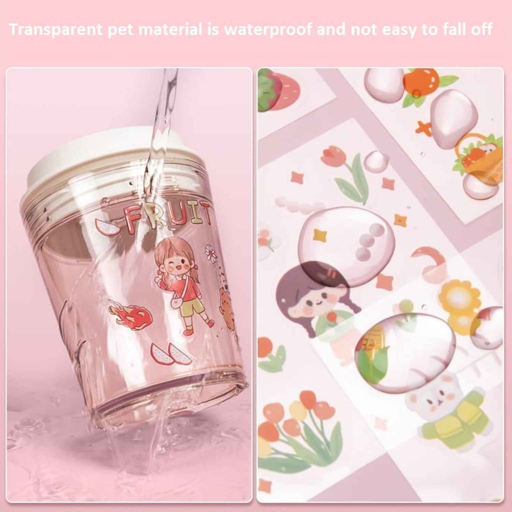 Kawaii Floor Stickers - 100 Sheets Cute Washi for Scrapbooking, DIY Arts Crafts, and Projects - Assorted Japanese Style Girls Stickers - 18 x 18 x 2 cms, PVC
