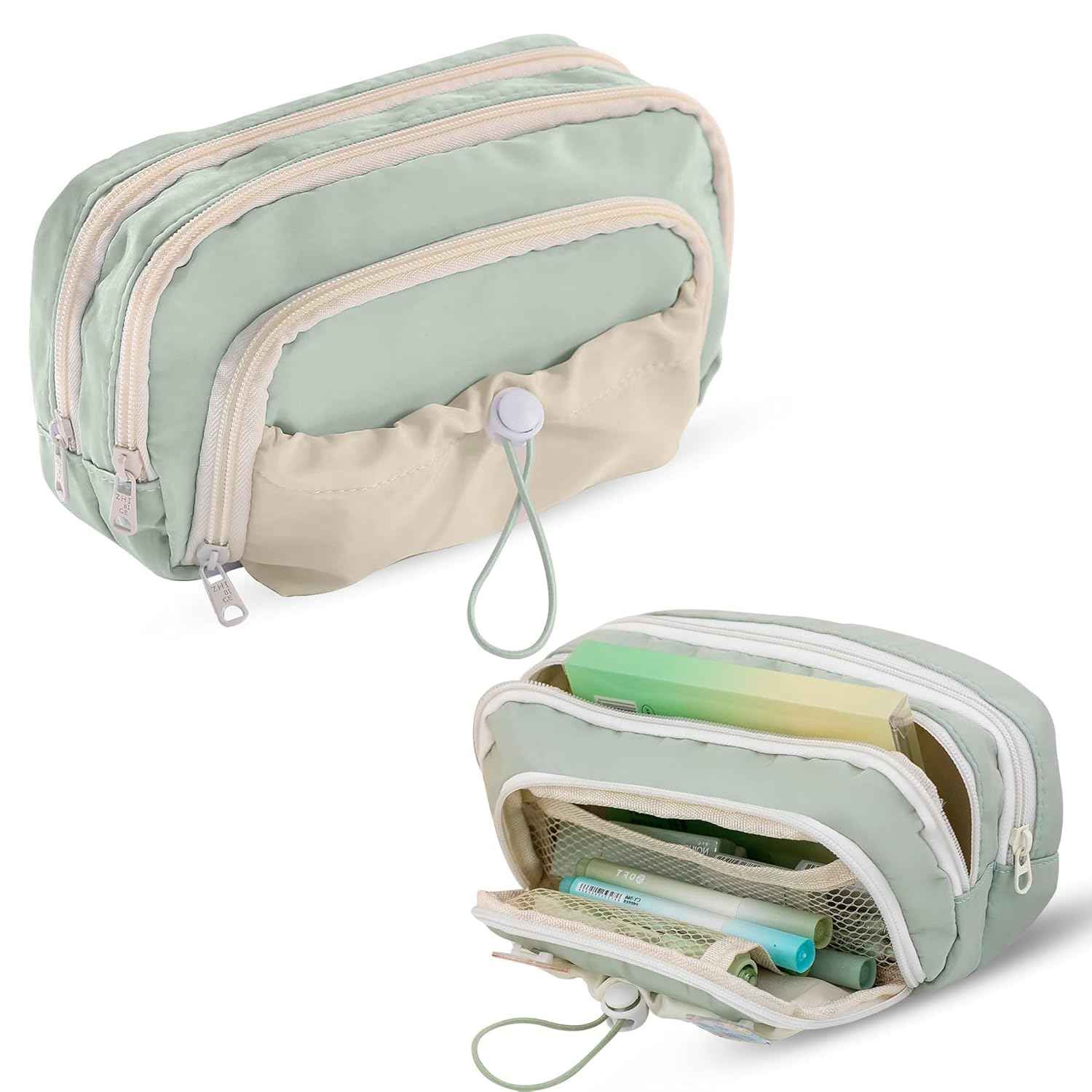 Pencil Case for School - Aesthetic Cute Pen Pencil Pouch for Girls, Boys, Makeup and Office Organization (Green)